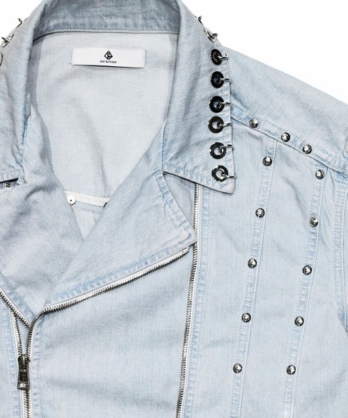 DIET BUTCHER(ダイエットブッチャー)の「DIET BUTCHER remake limited edition Rivet denim riders jacket(ライダースジャケット・メンズ・ライトインディゴブルー・MEDIUM)」の4枚目の写真