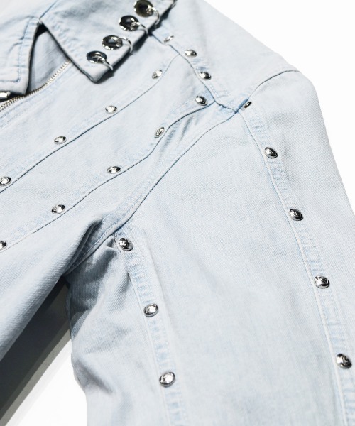 DIET BUTCHER(ダイエットブッチャー)の「DIET BUTCHER remake limited edition Rivet denim riders jacket(ライダースジャケット・メンズ・ライトインディゴブルー・MEDIUM)」の5枚目の写真