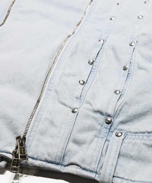 DIET BUTCHER(ダイエットブッチャー)の「DIET BUTCHER remake limited edition Rivet denim riders jacket(ライダースジャケット・メンズ・ライトインディゴブルー・MEDIUM)」の6枚目の写真