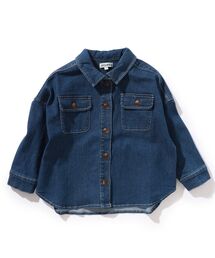 ◆【110-140cm】軽量デニムバックプリントオーバーシャツ