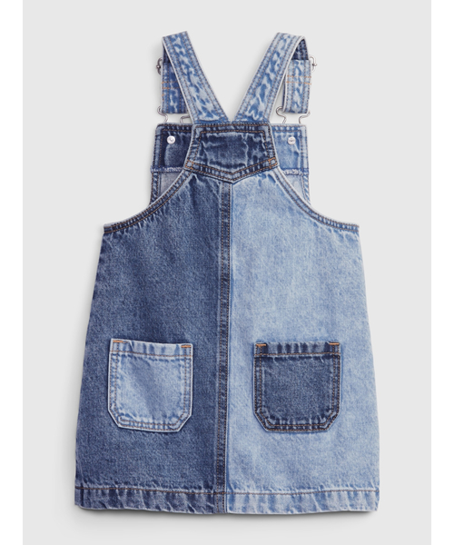 GAP(ギャップ)の「ウォッシュウェル パッチワーク デニム サロペットスカート (幼児)(ジャンパースカート・キッズ・ライトインディゴブルー・3 YRS/18-24M/12-18M/4 YRS/2 YRS/5 YRS)」の2枚目の写真