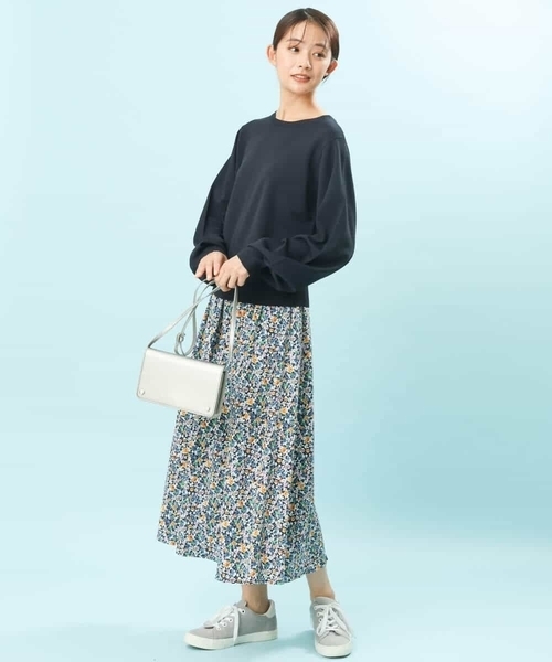 MK MICHEL KLEIN（エムケーミッシェルクラン）の「小花柄フレアスカート/洗える（スカート・レディース・ライトグレー/ネイビー・38）」の19枚目の写真