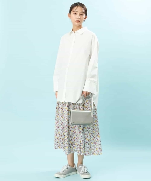 MK MICHEL KLEIN（エムケーミッシェルクラン）の「小花柄フレアスカート/洗える（スカート・レディース・ライトグレー/ネイビー・38）」の8枚目の写真