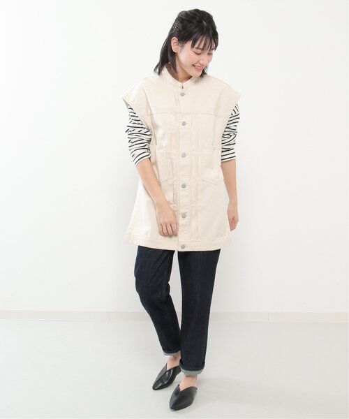 LBC(エルビーシー)の「LBC スリーブレスジャケット(デニムジャケット・レディース・オフホワイト/ネイビー・M)」の21枚目の写真