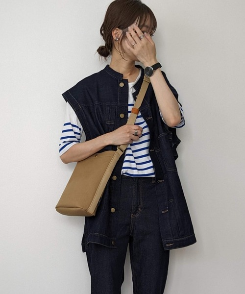 LBC(エルビーシー)の「LBC スリーブレスジャケット(デニムジャケット・レディース・オフホワイト/ネイビー・M)」の2枚目の写真