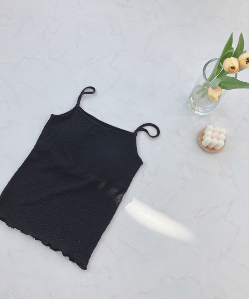 AS KNOW AS plus（アズノゥアズプラス）の「○カップ付き ふくれジャカードキャミソール（キャミソール・レディース・ライトグリーン/アイボリー/ブラック/ベージュ・FREE）」の3枚目の写真