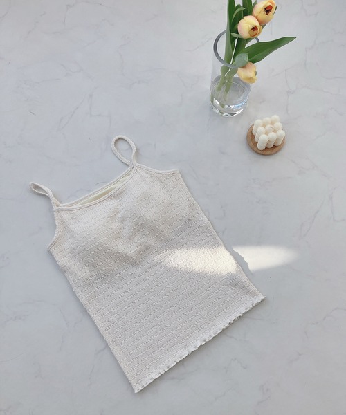 AS KNOW AS plus（アズノゥアズプラス）の「○カップ付き ふくれジャカードキャミソール（キャミソール・レディース・ライトグリーン/アイボリー/ブラック/ベージュ・FREE）」の7枚目の写真