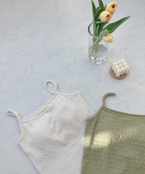 AS KNOW AS plus（アズノゥアズプラス）の「○カップ付き ふくれジャカードキャミソール（キャミソール・レディース・ライトグリーン/アイボリー/ブラック/ベージュ・FREE）」の9枚目の写真