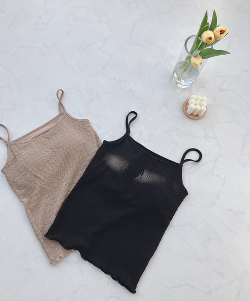 AS KNOW AS plus（アズノゥアズプラス）の「○カップ付き ふくれジャカードキャミソール（キャミソール・レディース・ライトグリーン/アイボリー/ブラック/ベージュ・FREE）」の13枚目の写真