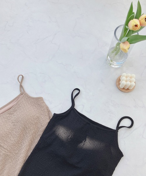 AS KNOW AS plus（アズノゥアズプラス）の「○カップ付き ふくれジャカードキャミソール（キャミソール・レディース・ライトグリーン/アイボリー/ブラック/ベージュ・FREE）」の12枚目の写真