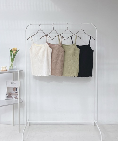 AS KNOW AS plus（アズノゥアズプラス）の「○カップ付き ふくれジャカードキャミソール（キャミソール・レディース・ライトグリーン/アイボリー/ブラック/ベージュ・FREE）」の11枚目の写真