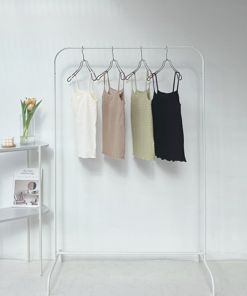 AS KNOW AS plus（アズノゥアズプラス）の「○カップ付き ふくれジャカードキャミソール（キャミソール・レディース・ライトグリーン/アイボリー/ブラック/ベージュ・FREE）」の14枚目の写真