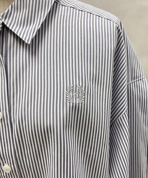 one after another NICE CLAUP(ワンアフターアナザーナイスクラップ)の「ワンポイント刺繍クロップドシャツ 2023SS(シャツ/ブラウス・レディース・オフホワイト/ピンク/ストライプ・FREE)」の11枚目の写真