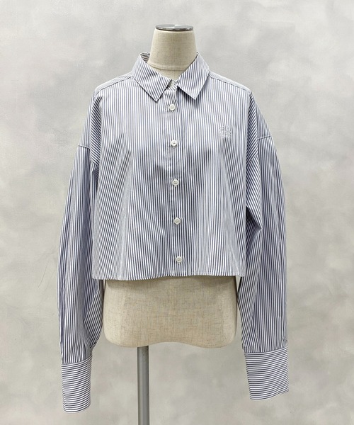 one after another NICE CLAUP(ワンアフターアナザーナイスクラップ)の「ワンポイント刺繍クロップドシャツ 2023SS(シャツ/ブラウス・レディース・オフホワイト/ピンク/ストライプ・FREE)」の10枚目の写真