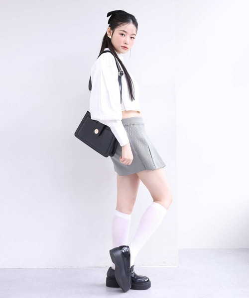 one after another NICE CLAUP(ワンアフターアナザーナイスクラップ)の「ワンポイント刺繍クロップドシャツ 2023SS(シャツ/ブラウス・レディース・オフホワイト/ピンク/ストライプ・FREE)」の14枚目の写真