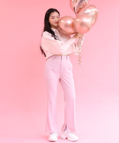 one after another NICE CLAUP(ワンアフターアナザーナイスクラップ)の「ワンポイント刺繍クロップドシャツ 2023SS(シャツ/ブラウス・レディース・オフホワイト/ピンク/ストライプ・FREE)」の20枚目の写真