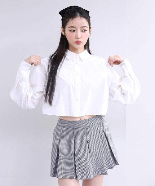 one after another NICE CLAUP(ワンアフターアナザーナイスクラップ)の「ワンポイント刺繍クロップドシャツ 2023SS(シャツ/ブラウス・レディース・オフホワイト/ピンク/ストライプ・FREE)」の13枚目の写真