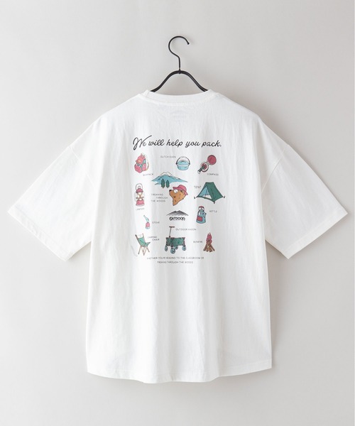 OUTDOOR PRODUCTS（アウトドアプロダクツ）の「USAコットン　プリントTシャツ　バックプリント　ラウンドテール　ビッグシルエット（Tシャツ/カットソー・レディース・ホワイト/ベージュ/ブラック・FREE）」の5枚目の写真