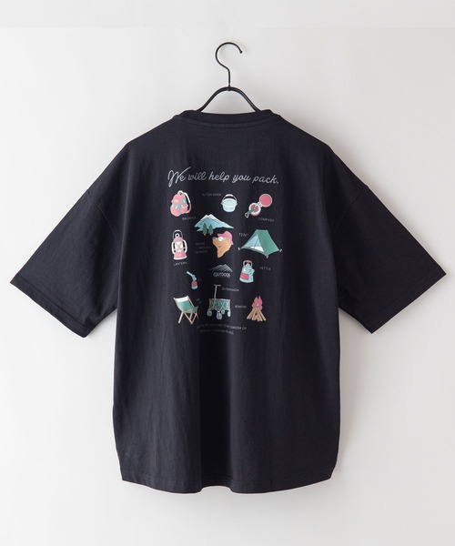 OUTDOOR PRODUCTS（アウトドアプロダクツ）の「USAコットン　プリントTシャツ　バックプリント　ラウンドテール　ビッグシルエット（Tシャツ/カットソー・レディース・ホワイト/ベージュ/ブラック・FREE）」の7枚目の写真