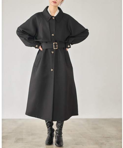 tocco closet（トッコ　クローゼット）の「【限定】ベルト付きヨーク切り替え２ＷＡＹカラーコート（ステンカラーコート・レディース・アイボリー/ベージュ/ブラック・M）」の13枚目の写真