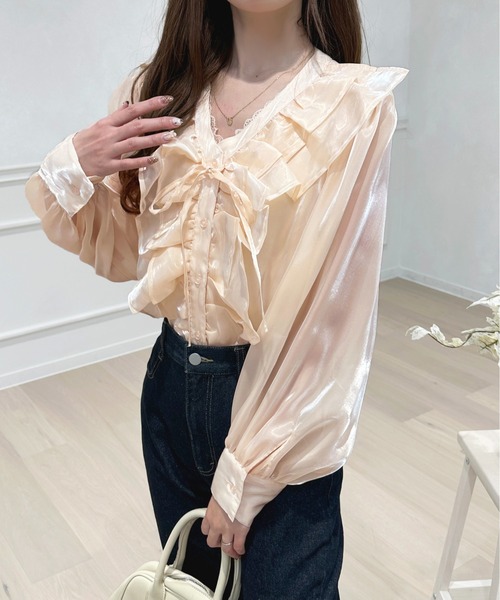 apres jour(アプレジュール)の「シャイニーシアーブラウス【ZOZOTOWN限定アイテム】(シャツ/ブラウス・レディース・アイボリー/オフホワイト/ブラック・フリー/X-LARGE)」の12枚目の写真