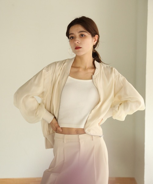 オーガーンジーリブブルゾン