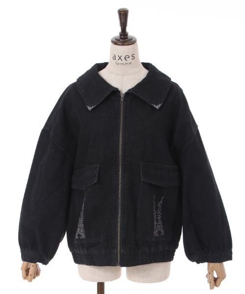 axes femme(アクシーズファム)の「オーバーシルエットデニムジャケット(デニムジャケット・レディース・ブラック/ワンウォッシュ/インディゴブルー・FREE)」の2枚目の写真