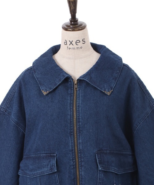 axes femme(アクシーズファム)の「オーバーシルエットデニムジャケット(デニムジャケット・レディース・ブラック/ワンウォッシュ/インディゴブルー・FREE)」の14枚目の写真