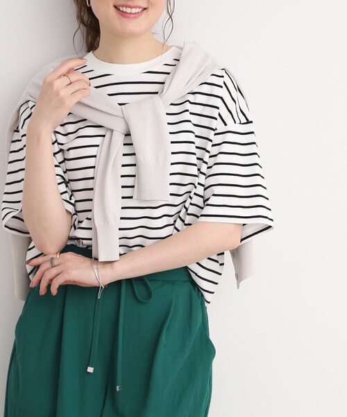 DRESKIP（ドレスキップ）の「◆【遮熱/接触冷感/UVカット】AIR SHIELRD オーバーサイズTシャツ（Tシャツ/カットソー・レディース・グリーン/パープル/ブラック/オフホワイト/ホワイト系5・02/03/04）」の3枚目の写真