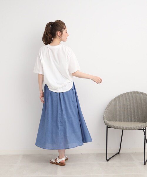 DRESKIP（ドレスキップ）の「◆【遮熱/接触冷感/UVカット】AIR SHIELRD オーバーサイズTシャツ（Tシャツ/カットソー・レディース・グリーン/パープル/ブラック/オフホワイト/ホワイト系5・02/03/04）」の6枚目の写真