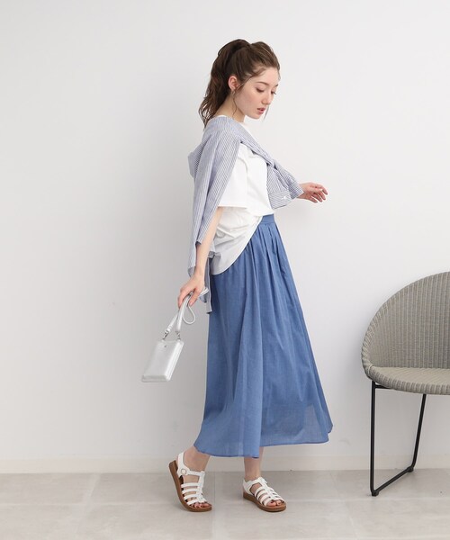 DRESKIP（ドレスキップ）の「◆【遮熱/接触冷感/UVカット】AIR SHIELRD オーバーサイズTシャツ（Tシャツ/カットソー・レディース・グリーン/パープル/ブラック/オフホワイト/ホワイト系5・02/03/04）」の7枚目の写真