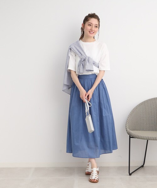 DRESKIP（ドレスキップ）の「◆【遮熱/接触冷感/UVカット】AIR SHIELRD オーバーサイズTシャツ（Tシャツ/カットソー・レディース・グリーン/パープル/ブラック/オフホワイト/ホワイト系5・02/03/04）」の8枚目の写真