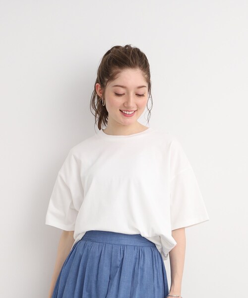 DRESKIP（ドレスキップ）の「◆【遮熱/接触冷感/UVカット】AIR SHIELRD オーバーサイズTシャツ（Tシャツ/カットソー・レディース・グリーン/パープル/ブラック/オフホワイト/ホワイト系5・02/03/04）」の9枚目の写真