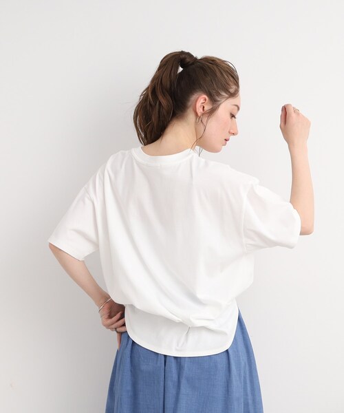 DRESKIP（ドレスキップ）の「◆【遮熱/接触冷感/UVカット】AIR SHIELRD オーバーサイズTシャツ（Tシャツ/カットソー・レディース・グリーン/パープル/ブラック/オフホワイト/ホワイト系5・02/03/04）」の10枚目の写真