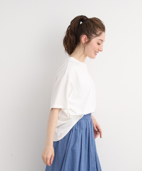 DRESKIP（ドレスキップ）の「◆【遮熱/接触冷感/UVカット】AIR SHIELRD オーバーサイズTシャツ（Tシャツ/カットソー・レディース・グリーン/パープル/ブラック/オフホワイト/ホワイト系5・02/03/04）」の11枚目の写真