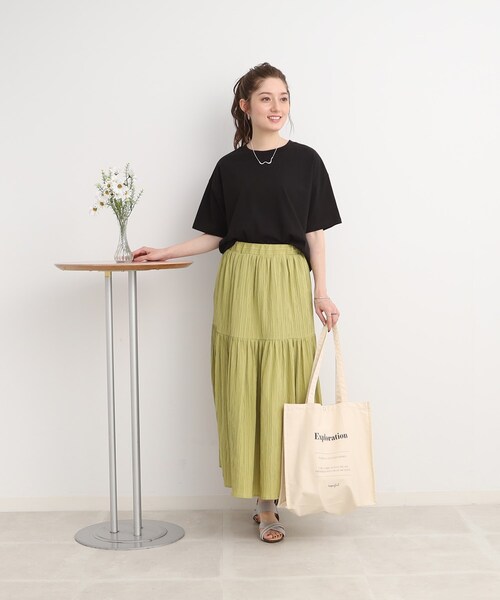 DRESKIP（ドレスキップ）の「◆【遮熱/接触冷感/UVカット】AIR SHIELRD オーバーサイズTシャツ（Tシャツ/カットソー・レディース・グリーン/パープル/ブラック/オフホワイト/ホワイト系5・02/03/04）」の12枚目の写真