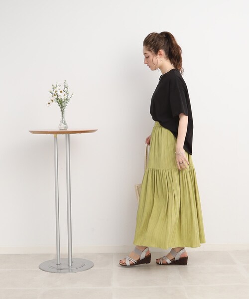 DRESKIP（ドレスキップ）の「◆【遮熱/接触冷感/UVカット】AIR SHIELRD オーバーサイズTシャツ（Tシャツ/カットソー・レディース・グリーン/パープル/ブラック/オフホワイト/ホワイト系5・02/03/04）」の13枚目の写真