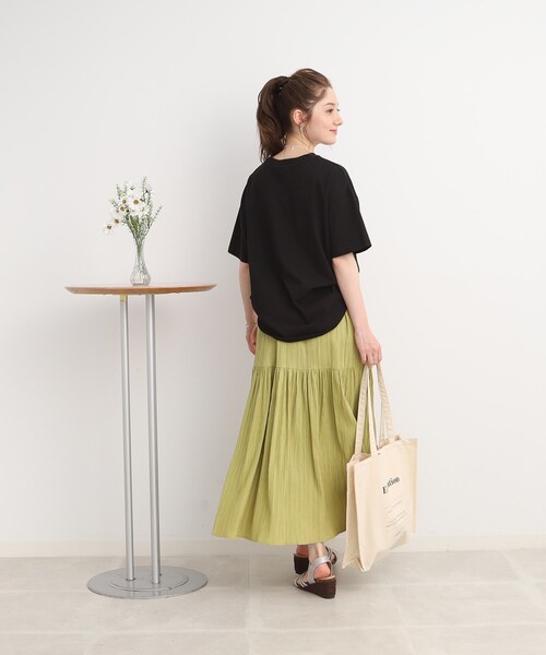 DRESKIP（ドレスキップ）の「◆【遮熱/接触冷感/UVカット】AIR SHIELRD オーバーサイズTシャツ（Tシャツ/カットソー・レディース・グリーン/パープル/ブラック/オフホワイト/ホワイト系5・02/03/04）」の14枚目の写真