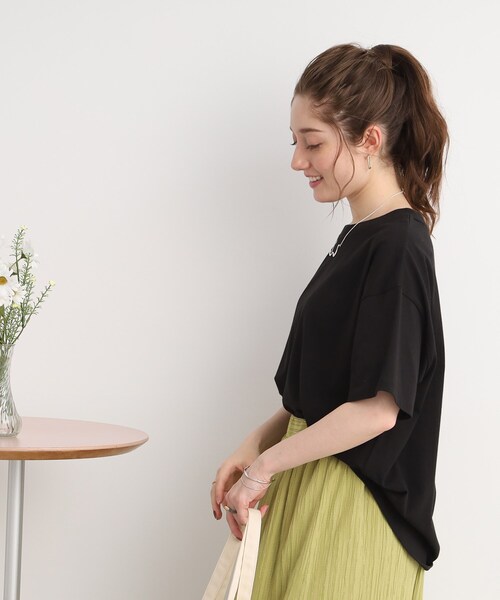 DRESKIP（ドレスキップ）の「◆【遮熱/接触冷感/UVカット】AIR SHIELRD オーバーサイズTシャツ（Tシャツ/カットソー・レディース・グリーン/パープル/ブラック/オフホワイト/ホワイト系5・02/03/04）」の16枚目の写真