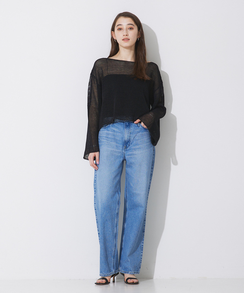 Rouge vif（ルージュヴィフ）の「ペーパーニットシアープルオーパー（ニット/セーター・レディース・ベージュ/ブラック・フリー）」の6枚目の写真