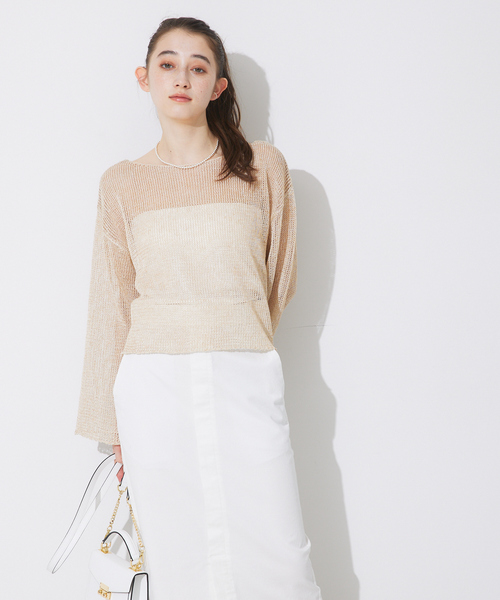 Rouge vif（ルージュヴィフ）の「ペーパーニットシアープルオーパー（ニット/セーター・レディース・ベージュ/ブラック・フリー）」の8枚目の写真