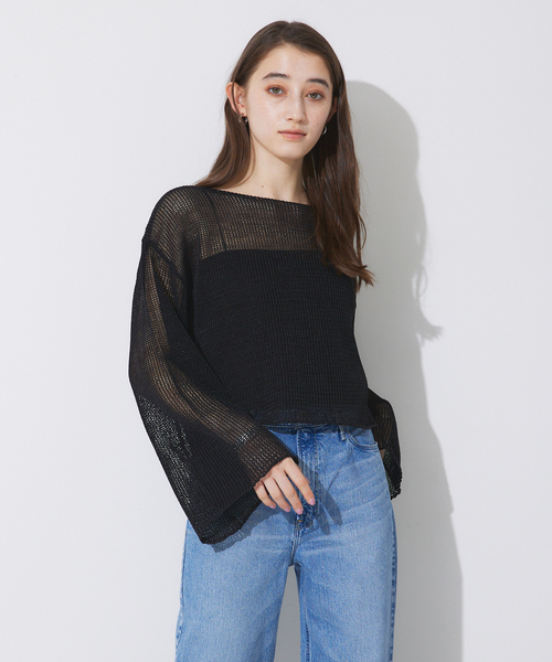 Rouge vif（ルージュヴィフ）の「ペーパーニットシアープルオーパー（ニット/セーター・レディース・ベージュ/ブラック・フリー）」の12枚目の写真