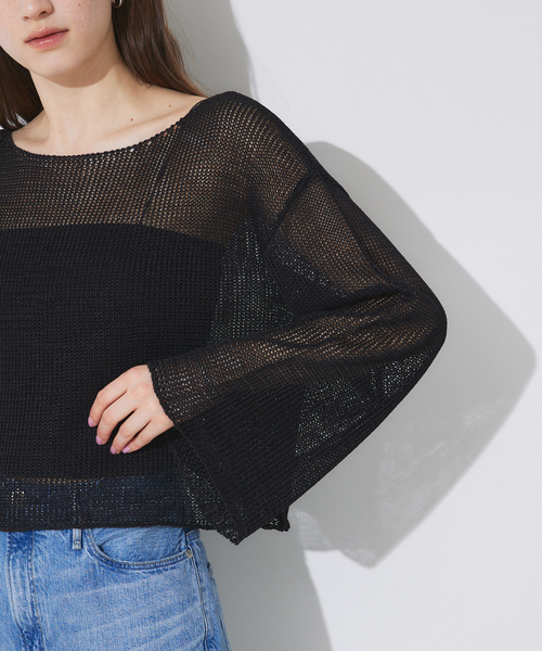 Rouge vif（ルージュヴィフ）の「ペーパーニットシアープルオーパー（ニット/セーター・レディース・ベージュ/ブラック・フリー）」の16枚目の写真