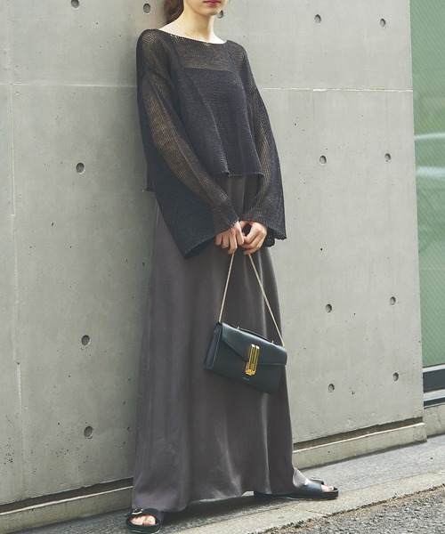 Rouge vif（ルージュヴィフ）の「ペーパーニットシアープルオーパー（ニット/セーター・レディース・ベージュ/ブラック・フリー）」の3枚目の写真