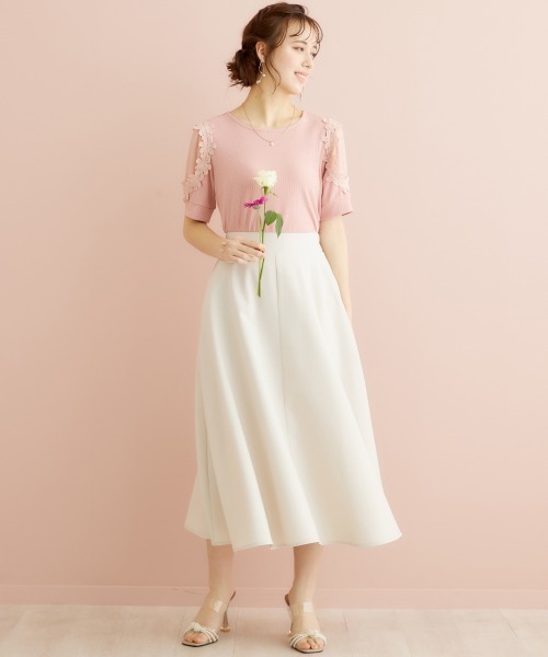 marun(マルン)の「<大きいサイズ> フラワーレースモチーフ付きカットソー marun(Tシャツ/カットソー・レディース・ネイビー/ピンク・L/4L/LL/5L/3L)」の16枚目の写真