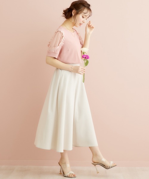 marun(マルン)の「<大きいサイズ> フラワーレースモチーフ付きカットソー marun(Tシャツ/カットソー・レディース・ネイビー/ピンク・L/4L/LL/5L/3L)」の10枚目の写真