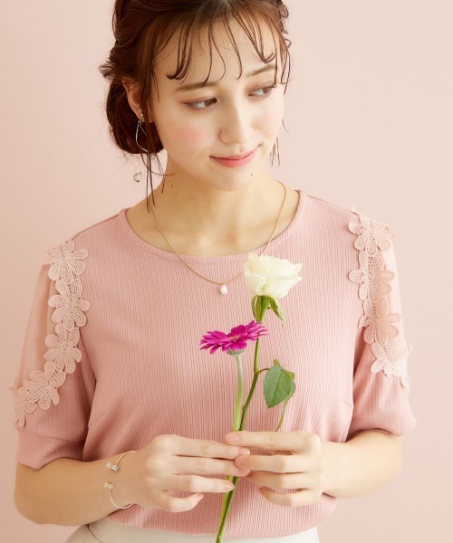 marun(マルン)の「<大きいサイズ> フラワーレースモチーフ付きカットソー marun(Tシャツ/カットソー・レディース・ネイビー/ピンク・L/4L/LL/5L/3L)」の17枚目の写真