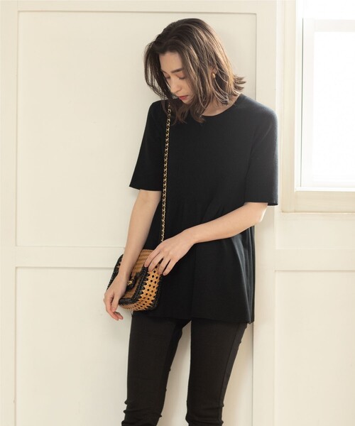 OPAQUE.CLIP(オペークドットクリップ)の「◆オーガニックコットン ペプラムニット【洗濯機洗い可/UVケア】(ニット/セーター・レディース・オフホワイト/ブラウン系その他/ライトブルー/ブラック/ピンク系/ライトグレー系7・36/38/40/42)」の16枚目の写真