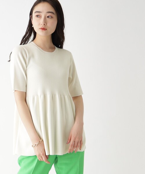 OPAQUE.CLIP(オペークドットクリップ)の「◆オーガニックコットン ペプラムニット【洗濯機洗い可/UVケア】(ニット/セーター・レディース・オフホワイト/ブラウン系その他/ライトブルー/ブラック/ピンク系/ライトグレー系7・36/38/40/42)」の10枚目の写真