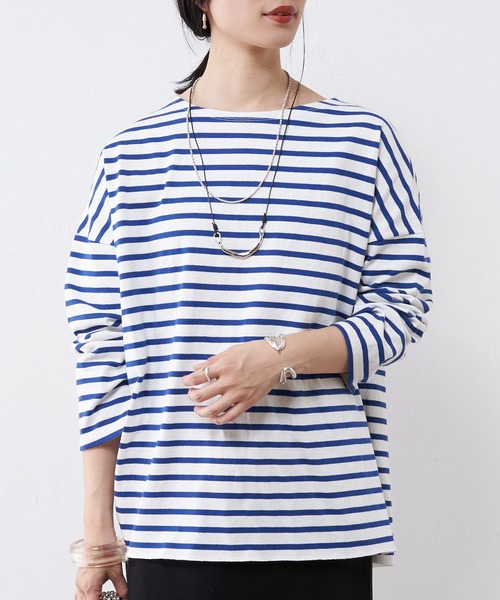 SHENERY（シーナリー）の「【WEB限定】サイドスリットボーダーカットソー（Tシャツ/カットソー・レディース・ブルー/ブラック/ピンク・FREE）」の4枚目の写真